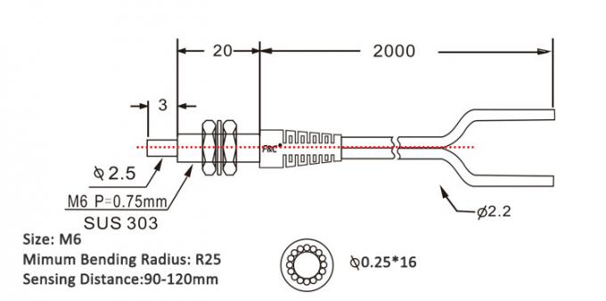 M6 Yaygın Koaksiyel Fiber Optik Sensör R25 Fiber Ünitesi 120mm Algılama Fotoğraf Sensörü.jpg