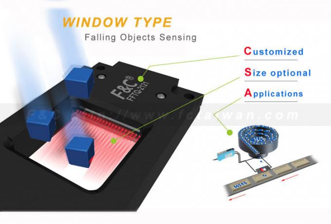 120mm Pencere Fiber Optik Sensör Aracılığıyla Işın Yansıtıcı Düşen Nesne Sayma Sensörü