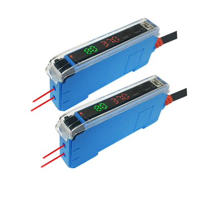 12 V-24VDC Kırmızı Işık NPN Veya PNP Dijital Ekran Fiber Optik Amplifikatör
