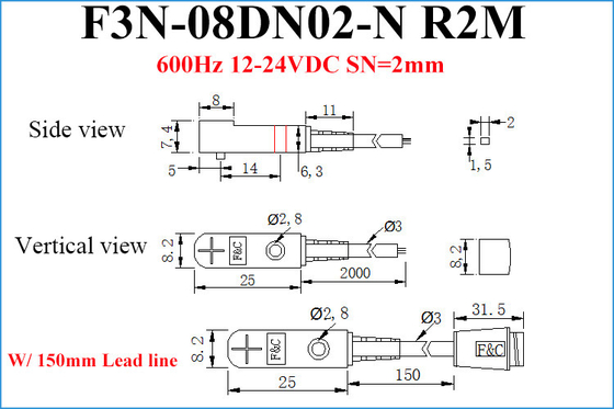 Düz Küçük Endüktif Proximity Sensör Tedarikçiler 2mm NPN 12VDC Üst Algılama